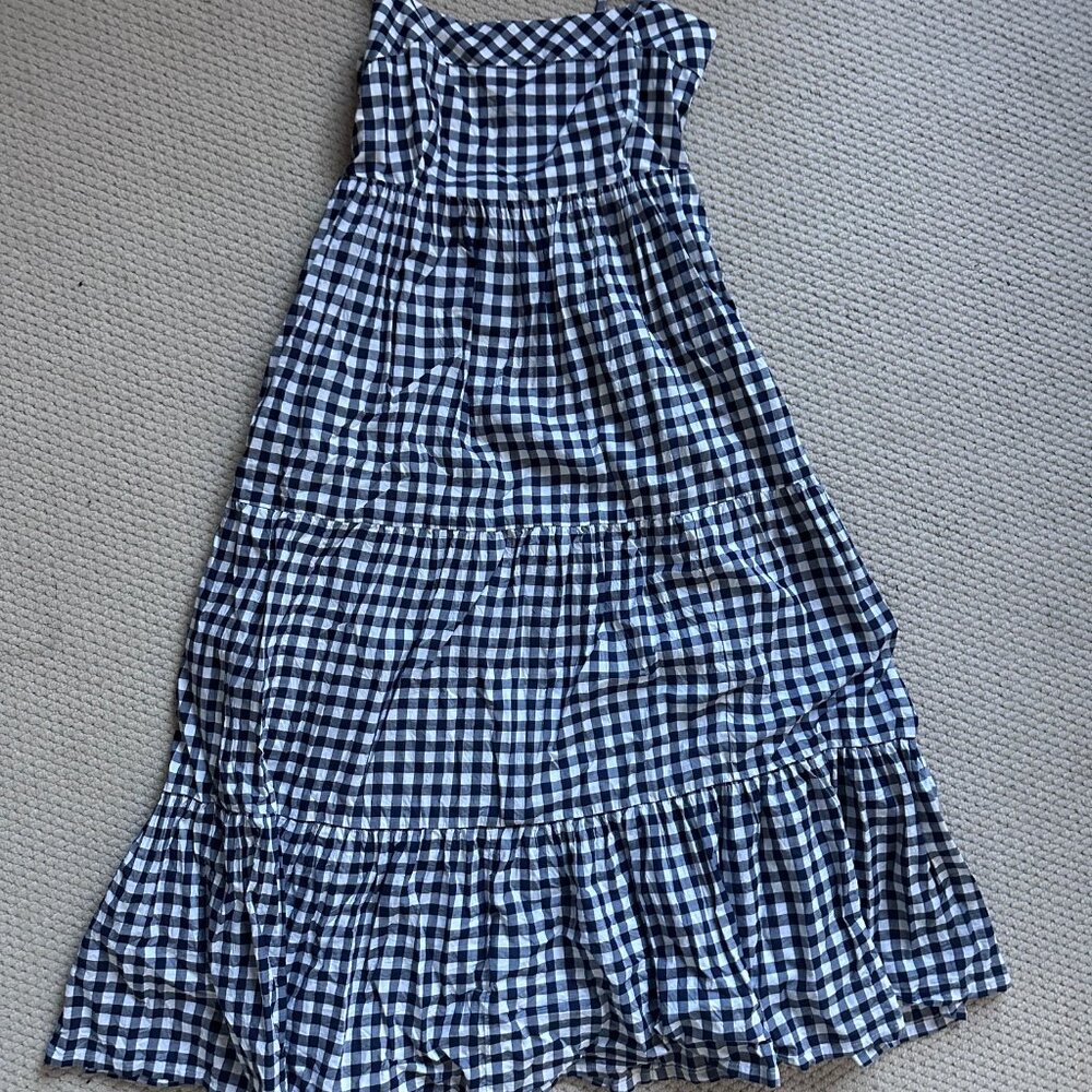 JCrew Navy & White Gingham Maxi dress, Sz 6